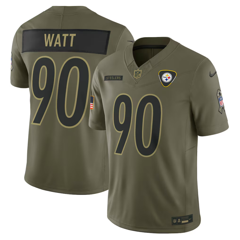 Men NFL Pittsburgh Steelers #90 Watt green salute service 2025 Nike jersey